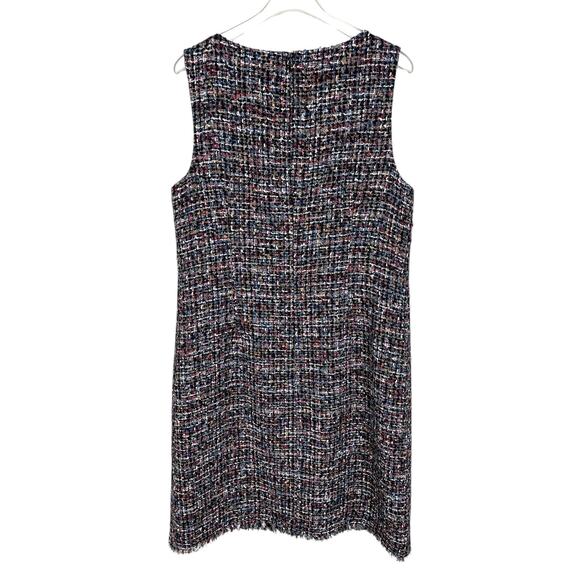 Talbots Tweed Sleeveless Sheath Dress Fringe Metallic Classic Career Multi Sz 8 - Picture 9 of 14